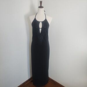 Rocket Candy Maxi Dress Large Black Glam 90s Y2K Formal Event